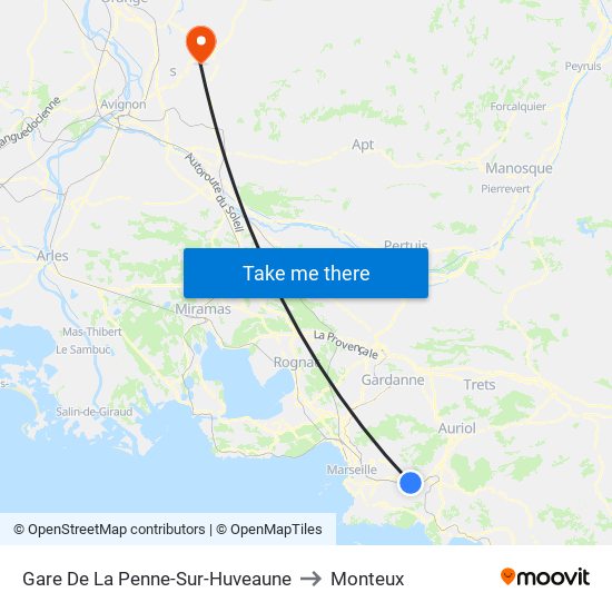 Gare De La Penne-Sur-Huveaune to Monteux map