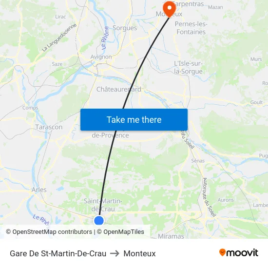 Gare De St-Martin-De-Crau to Monteux map