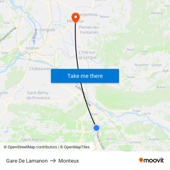 Gare De Lamanon to Monteux map