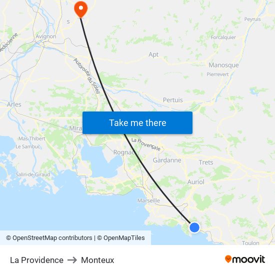 La Providence to Monteux map