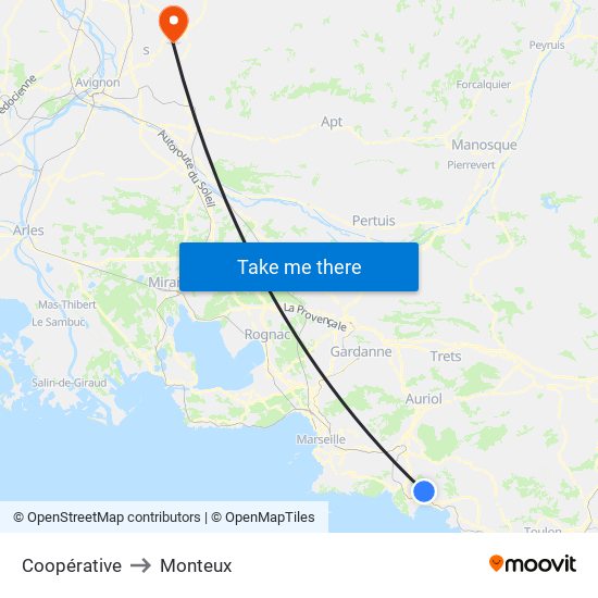 Coopérative to Monteux map