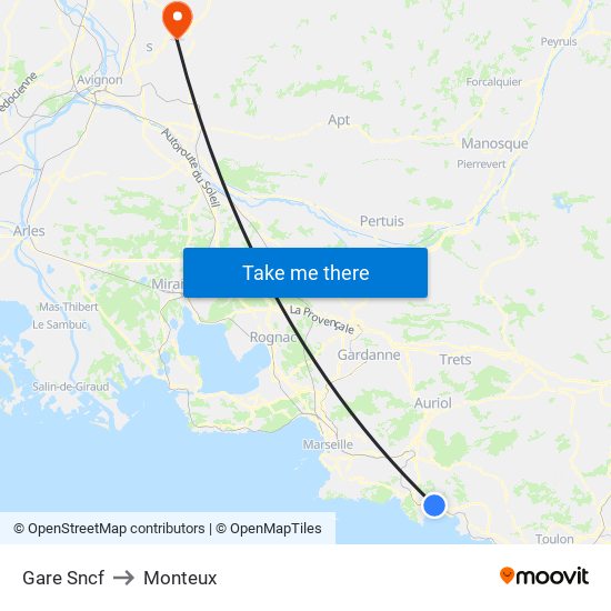 Gare Sncf to Monteux map