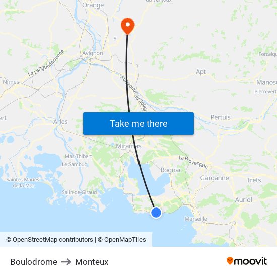 Boulodrome to Monteux map