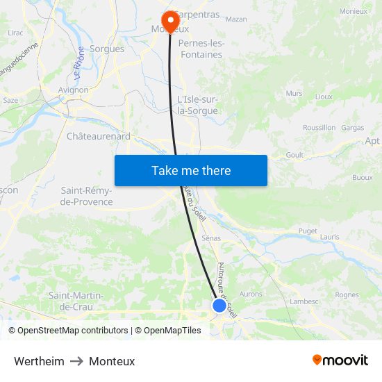 Wertheim to Monteux map