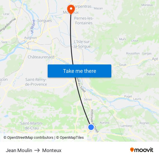 Jean Moulin to Monteux map