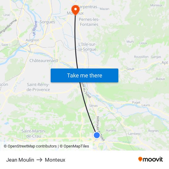 Jean Moulin to Monteux map