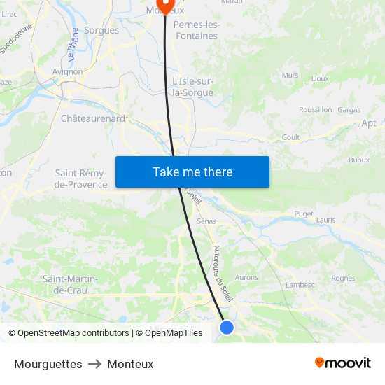 Mourguettes to Monteux map