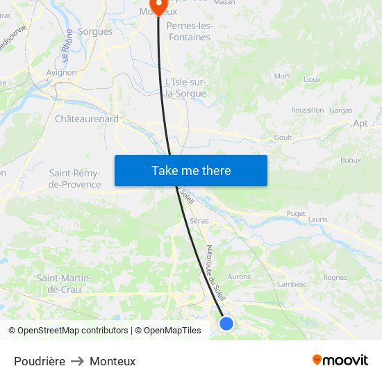 Poudrière to Monteux map