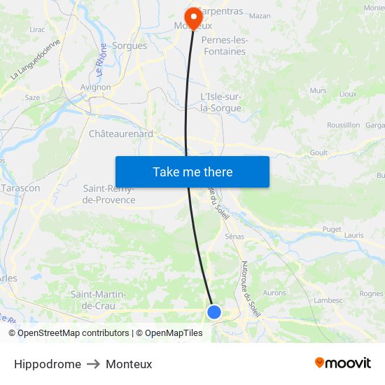 Hippodrome to Monteux map