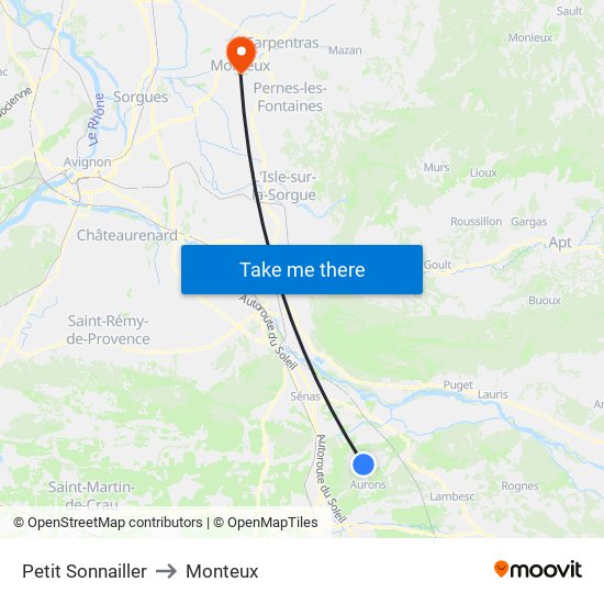 Petit Sonnailler to Monteux map