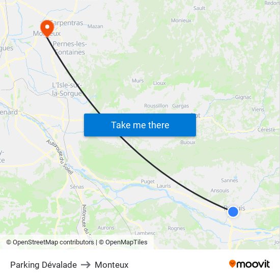 Parking Dévalade to Monteux map