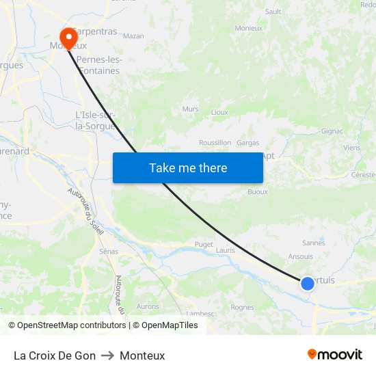 La Croix De Gon to Monteux map