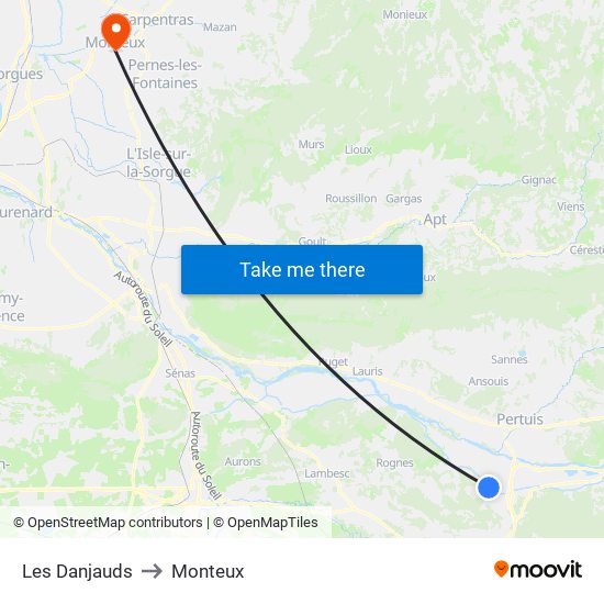 Les Danjauds to Monteux map