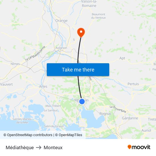 Médiathèque to Monteux map