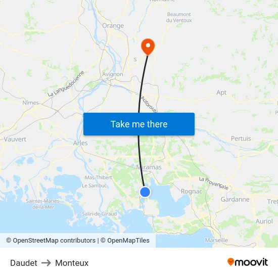 Daudet to Monteux map