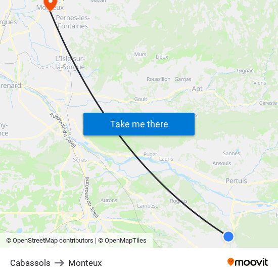 Cabassols to Monteux map