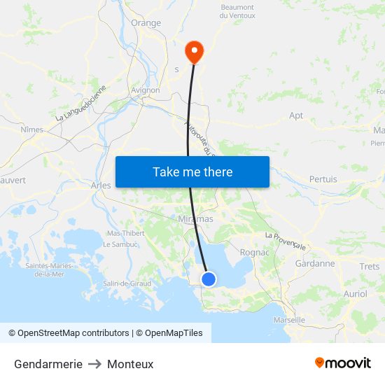 Gendarmerie to Monteux map