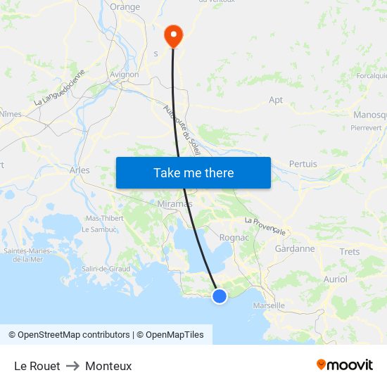 Le Rouet to Monteux map