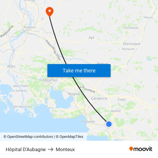 Hôpital D'Aubagne to Monteux map