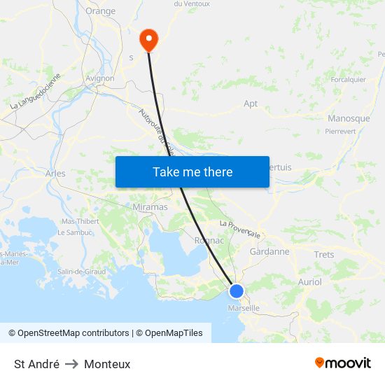 St André to Monteux map
