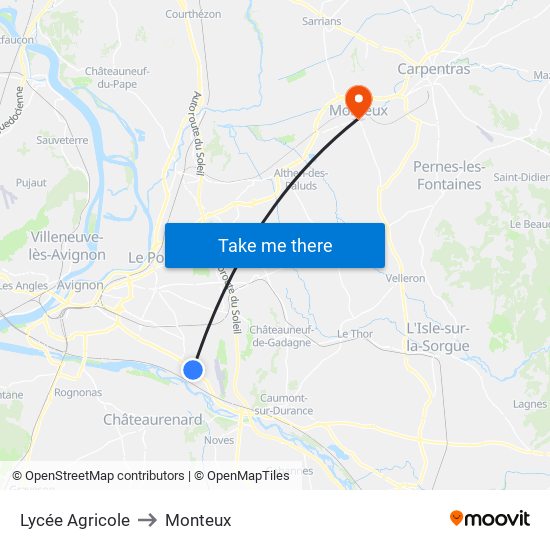 Lycée Agricole to Monteux map