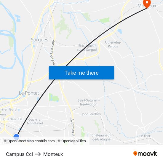 Campus Cci to Monteux map