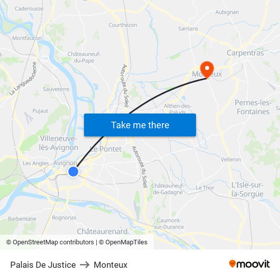 Palais De Justice to Monteux map