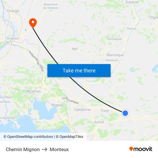 Chemin Mignon to Monteux map