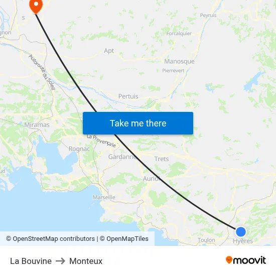 La Bouvine to Monteux map