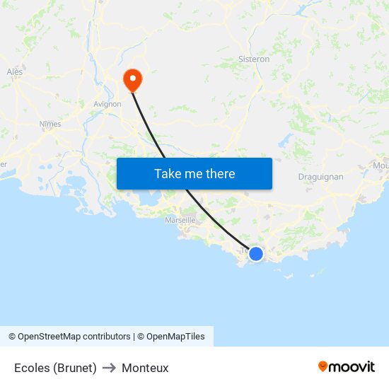 Ecoles (Brunet) to Monteux map