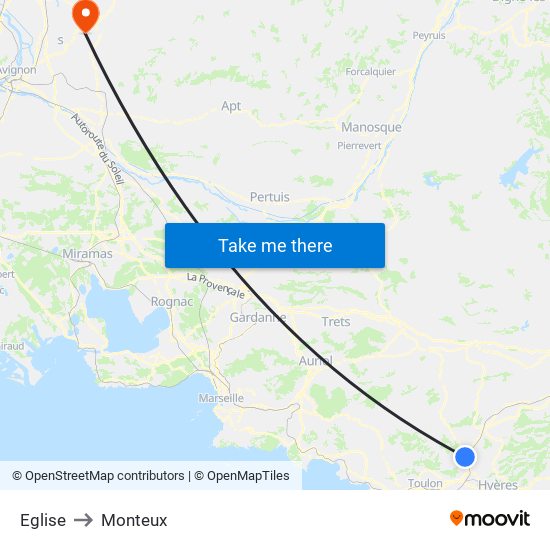 Eglise to Monteux map