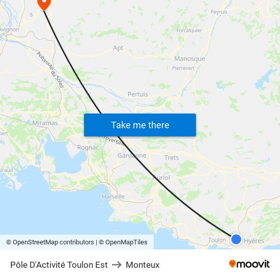 Pôle D'Activité Toulon Est to Monteux map