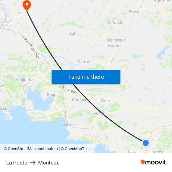 La Poste to Monteux map