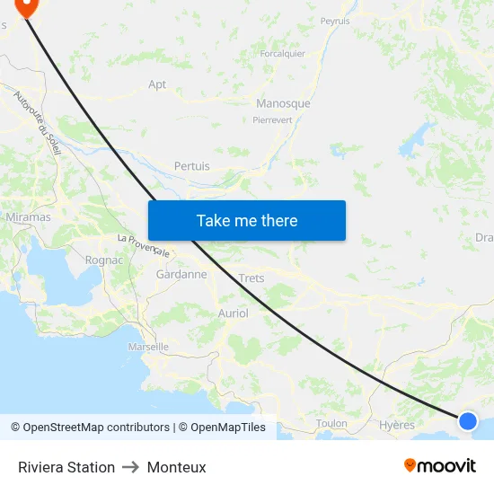 Riviera Station to Monteux map