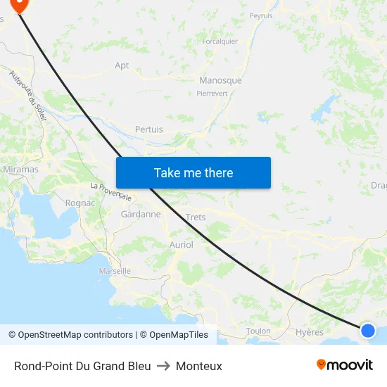 Rond-Point Du Grand Bleu to Monteux map