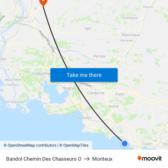 Bandol Chemin Des Chasseurs O to Monteux map