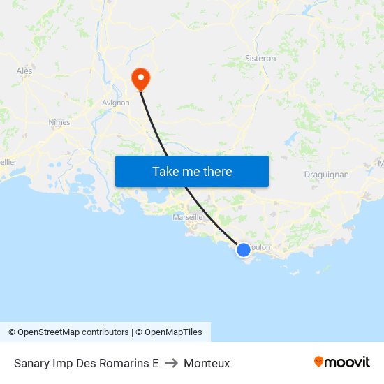 Sanary Imp Des Romarins E to Monteux map