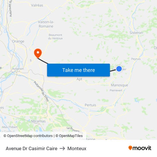 Avenue Dr Casimir Caire to Monteux map