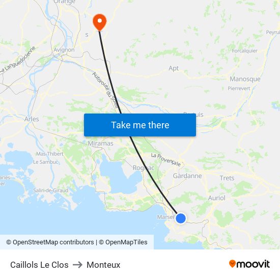 Caillols Le Clos to Monteux map
