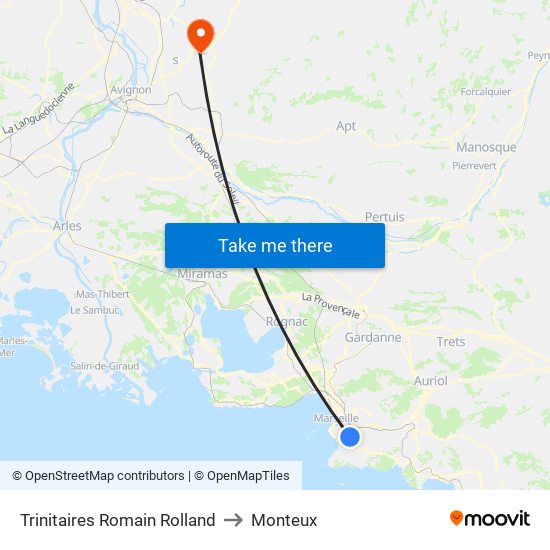 Trinitaires Romain Rolland to Monteux map