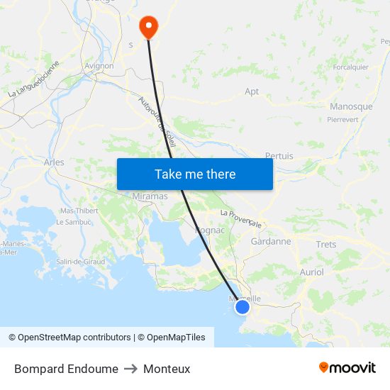 Bompard Endoume to Monteux map