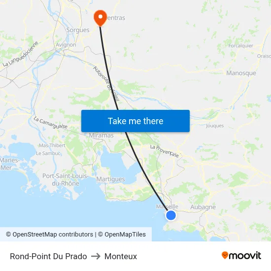 Rond-Point Du Prado to Monteux map