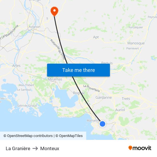 La Granière to Monteux map