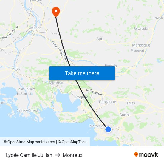 Lycée Camille Jullian to Monteux map