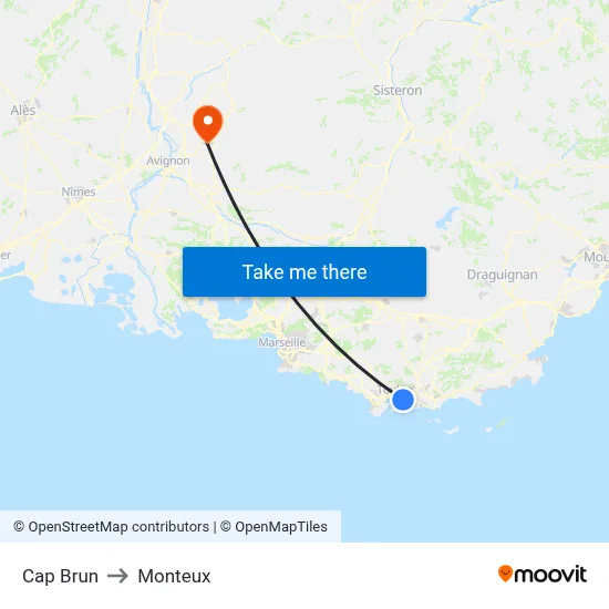 Cap Brun to Monteux map