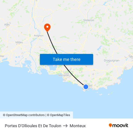 Portes D'Ollioules Et De Toulon to Monteux map