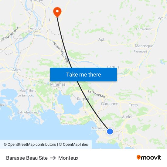 Barasse Beau Site to Monteux map