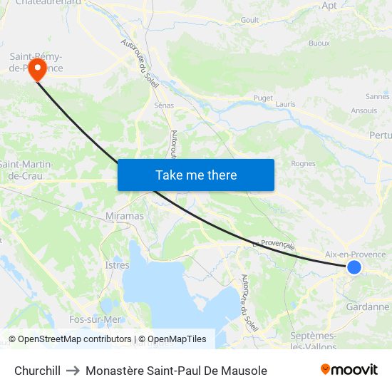 Churchill to Monastère Saint-Paul De Mausole map