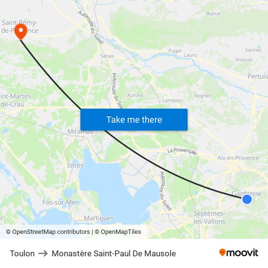 Toulon to Monastère Saint-Paul De Mausole map