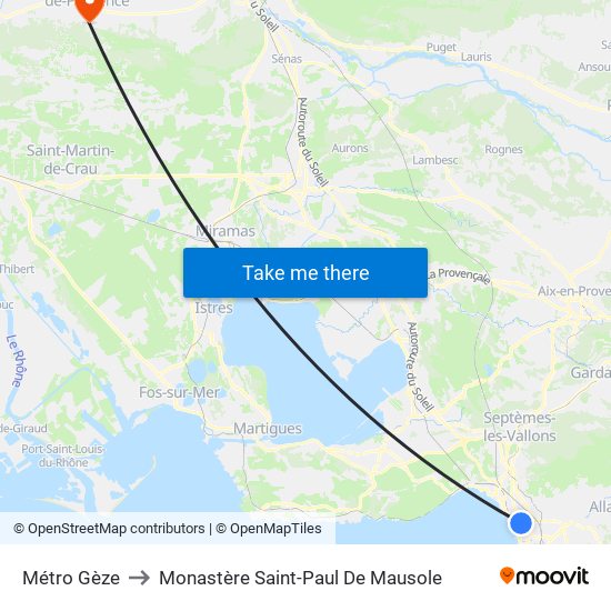 Métro Gèze to Monastère Saint-Paul De Mausole map